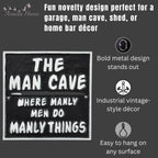 Man Cave Cast Iron Aluminium Sign Square Plaque Wall Door Gate 20cm