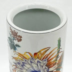 Classic Ceramic Green Leaf Umbrella Design Round Stand for Office and Home Decor