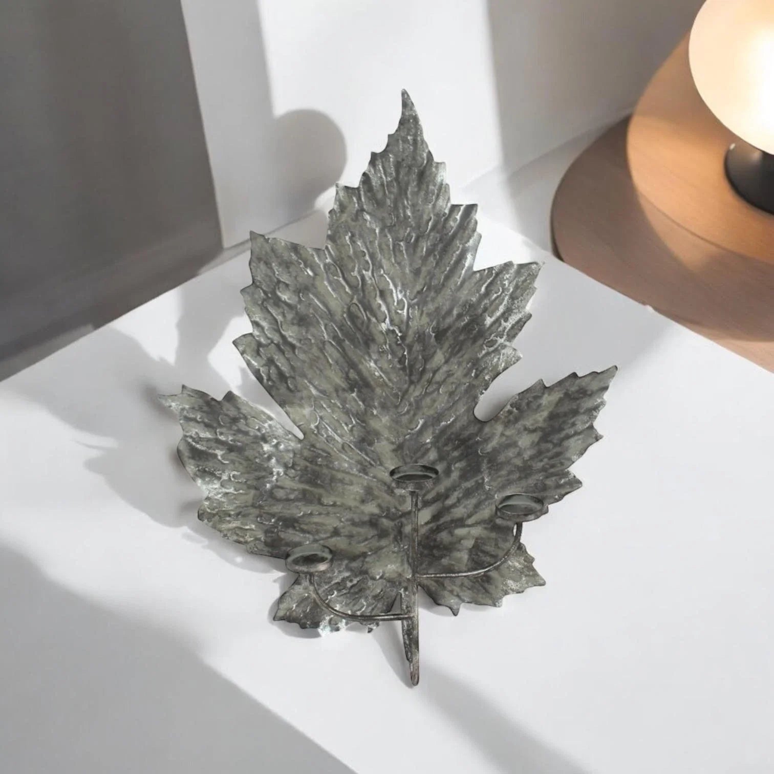 Leaf Design Candle Holder Silver Wall Mounted Metal Home Art Deco Gift 66cm