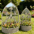 Set 2 Rusty Metal Wall Mirror Planter Plant Holder Vintage Style 62cm 52cm
