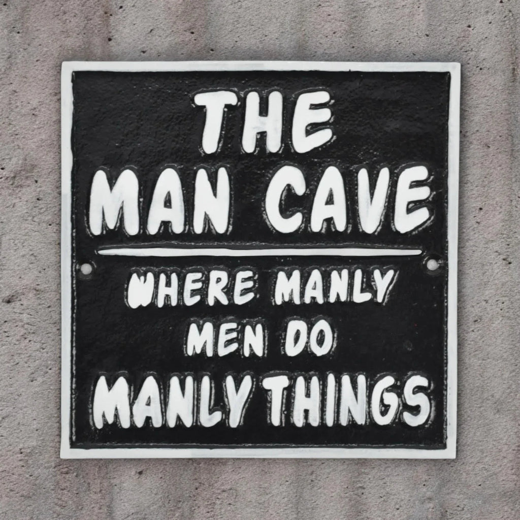 Man Cave Cast Iron Aluminium Sign Square Plaque Wall Door Gate 20cm