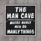 Man Cave Cast Iron Aluminium Sign Square Plaque Wall Door Gate 20cm