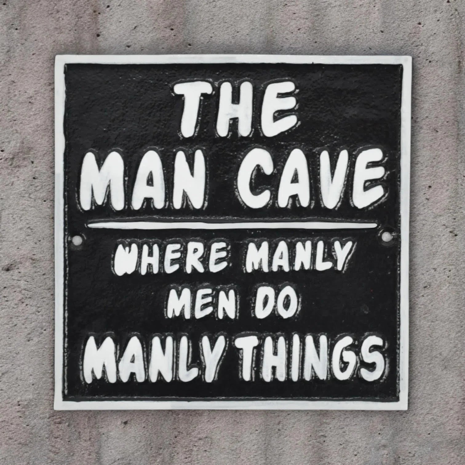 Man Cave Cast Iron Aluminium Sign Square Plaque Wall Door Gate 20cm