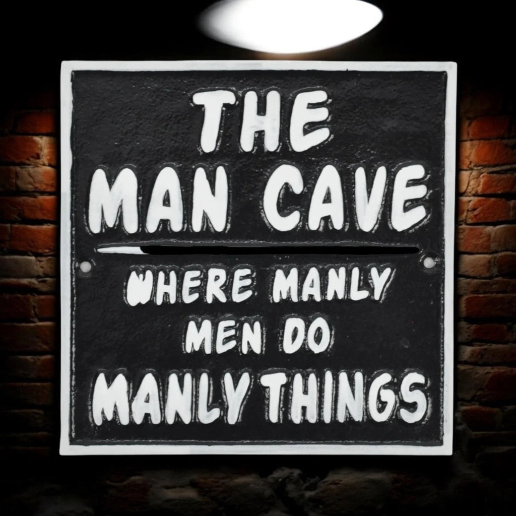 Man Cave Cast Iron Aluminium Sign Square Plaque Wall Door Gate 20cm
