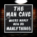 Man Cave Cast Iron Aluminium Sign Square Plaque Wall Door Gate 20cm