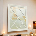 Large Mirror Square Wall Glass Classic White 100 x 80CM