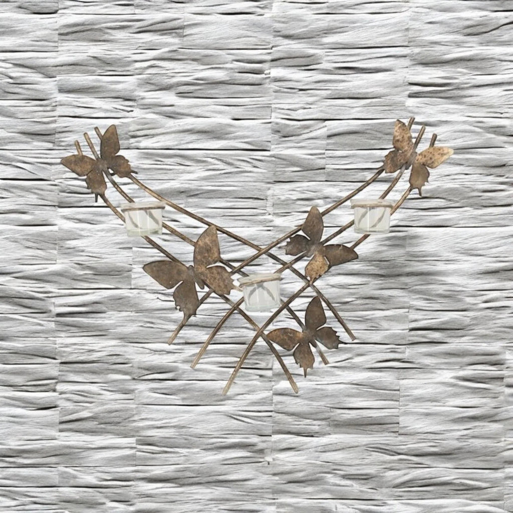 Butterfly Candle Holder Gold Wall Mounted Metal Home Art Deco Gift 55cm