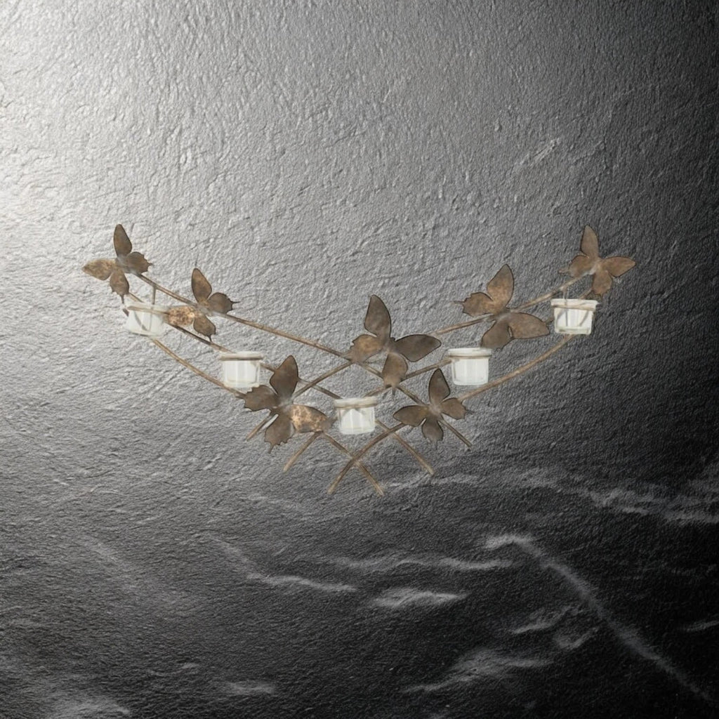 Butterfly Candle Holder Gold Wall Mounted Metal Home Art Deco Gift 79cm