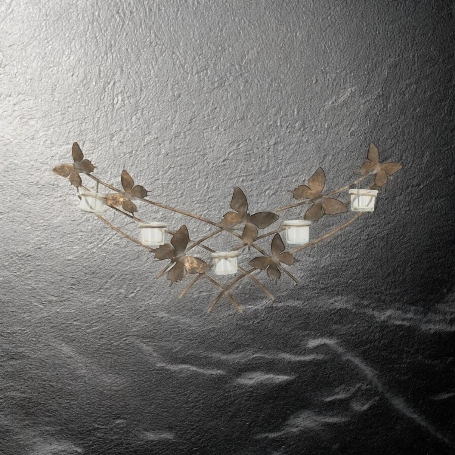 Butterfly Candle Holder Gold Wall Mounted Metal Home Art Deco Gift 79cm