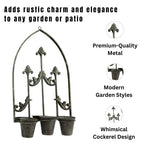 Rusty Metal Wall Mirror With Triple Planter Plant Pots Holder Vintage Style 70cm