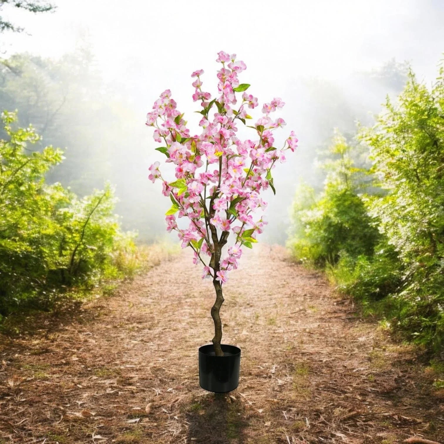 Pink Cherry Tree 120cm Large Artificial Fake Tropical Plant Pot Indoor Outdoor
