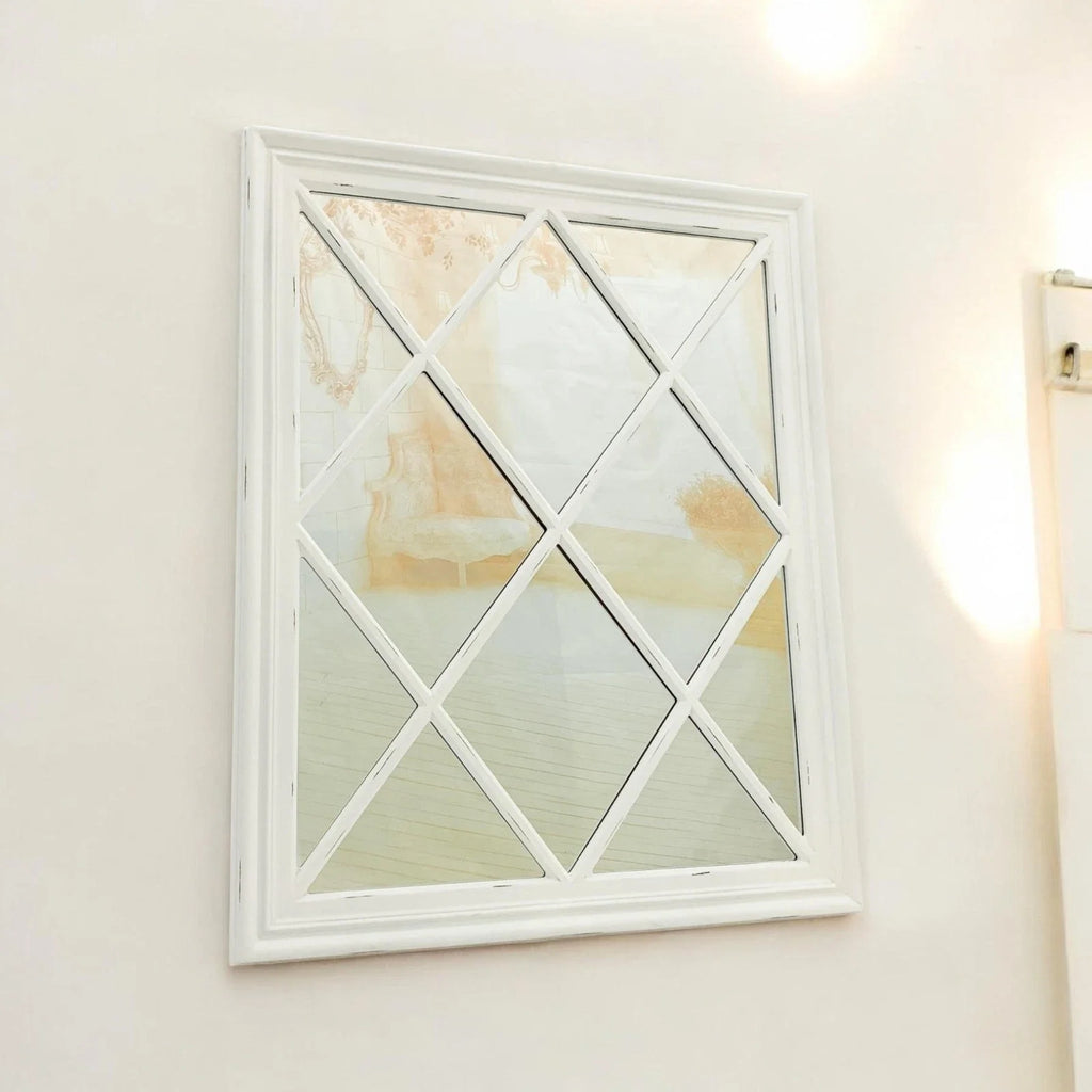 Large Mirror Square Wall Glass Classic White 100 x 80CM