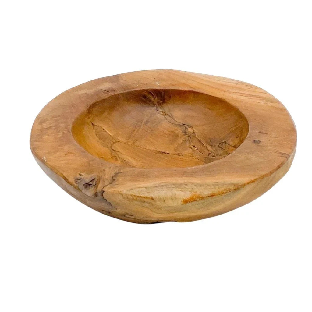Teak Root Bowl 50cm XL Antique Rustic Kitchen Hand Carved Wood Fruit Food Deco