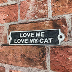 Love My Cat Aluminium Cast Iron Door Sign Humorous Gift Wall Decor Sign 20cm