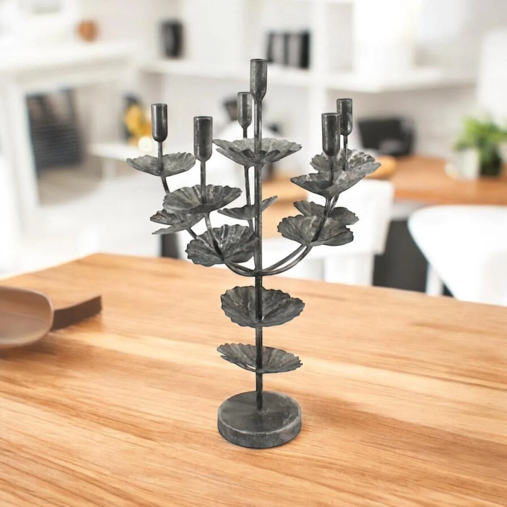 Flower Shaped Candelabra Candle Holder Silver Metal Home Art Deco Gift 57cm