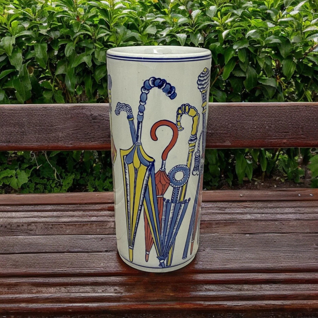 Multi Colour White Umbrella stand Ceramic Round -A Sophisticated Touch for Home
