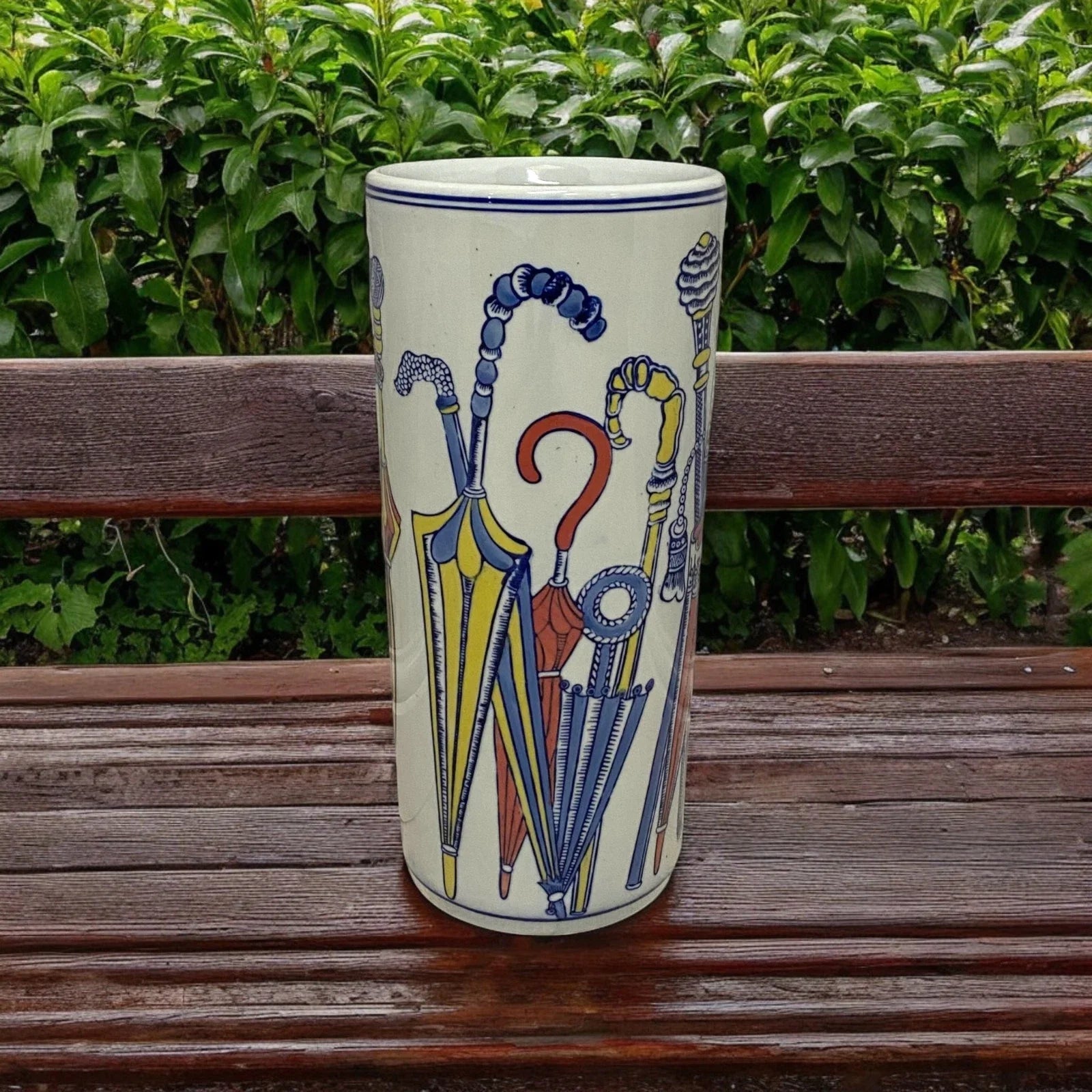 Multi Colour White Umbrella stand Ceramic Round -A Sophisticated Touch for Home
