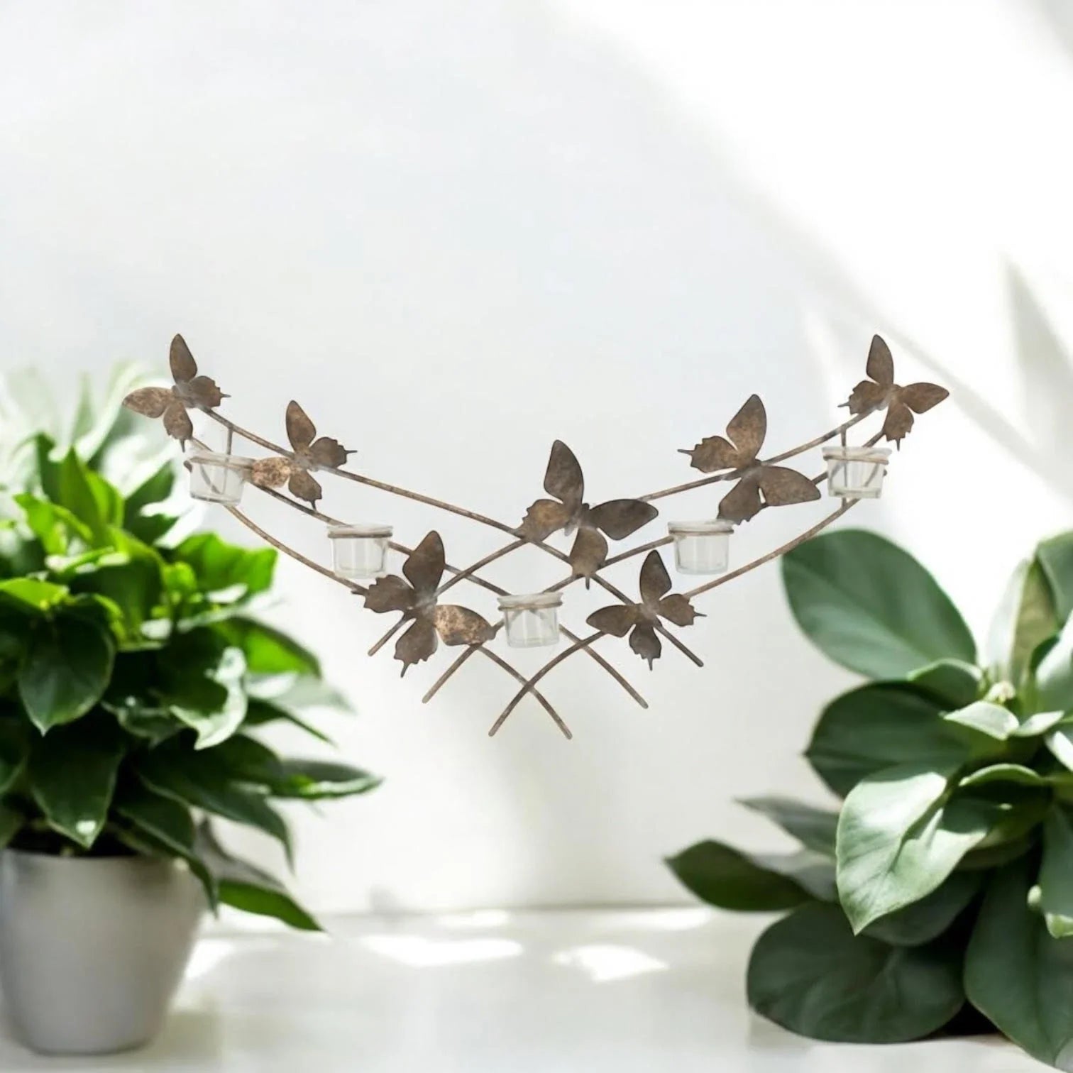 Butterfly Candle Holder Gold Wall Mounted Metal Home Art Deco Gift 79cm