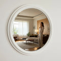 Large Round White Mirror Modern Decor Thick Abstract Art Frame Wall 90cm x 90cm