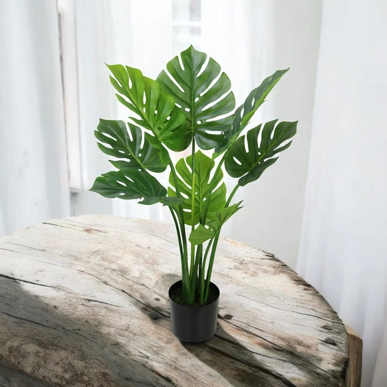 Monstera Bonsai Tree 90cm Large Artificial Fake Tropical Plant Indoor Outdoor