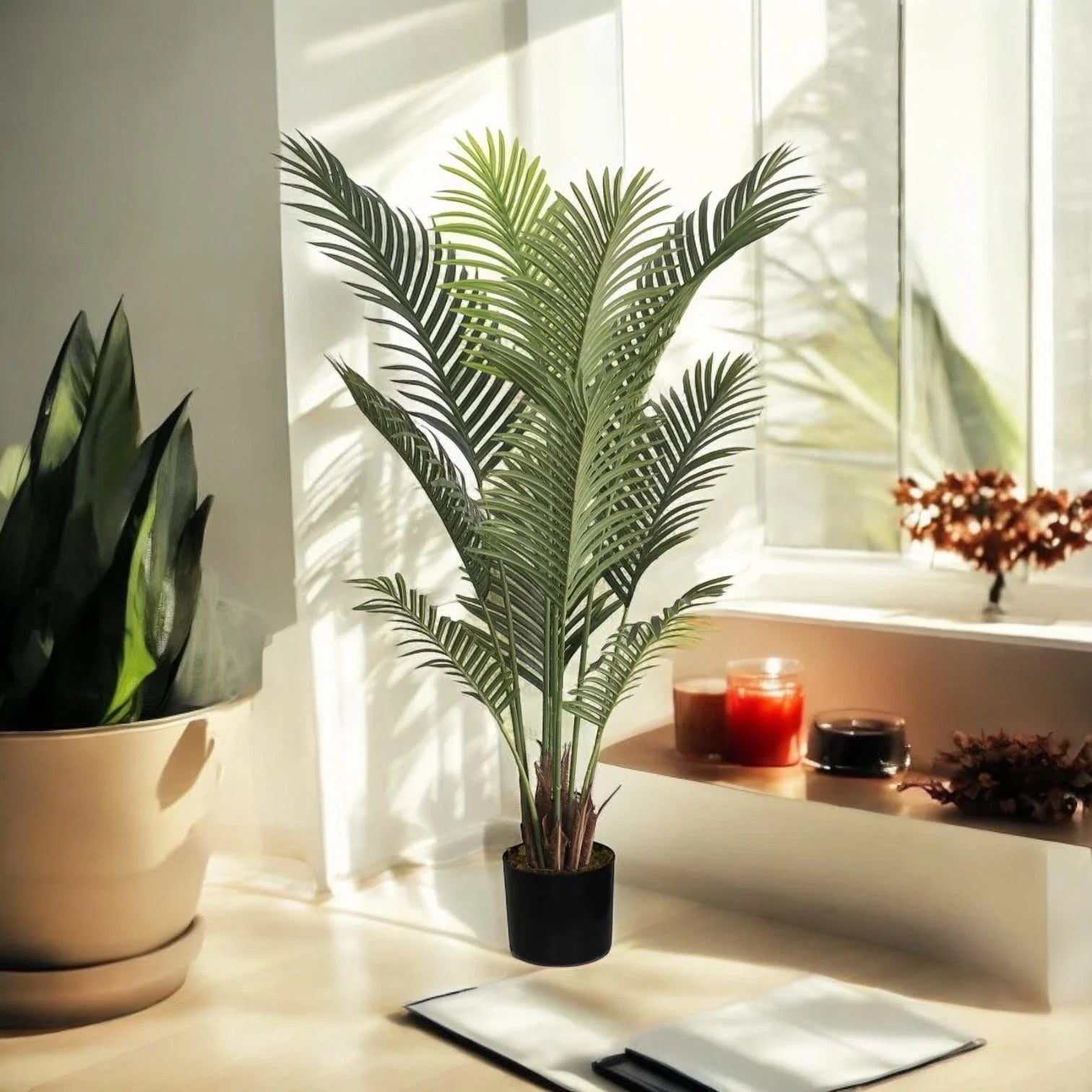 Palm Tree 130cm Large Artificial Fake Tropical Plant in Pot Indoor Outdoor Decor
