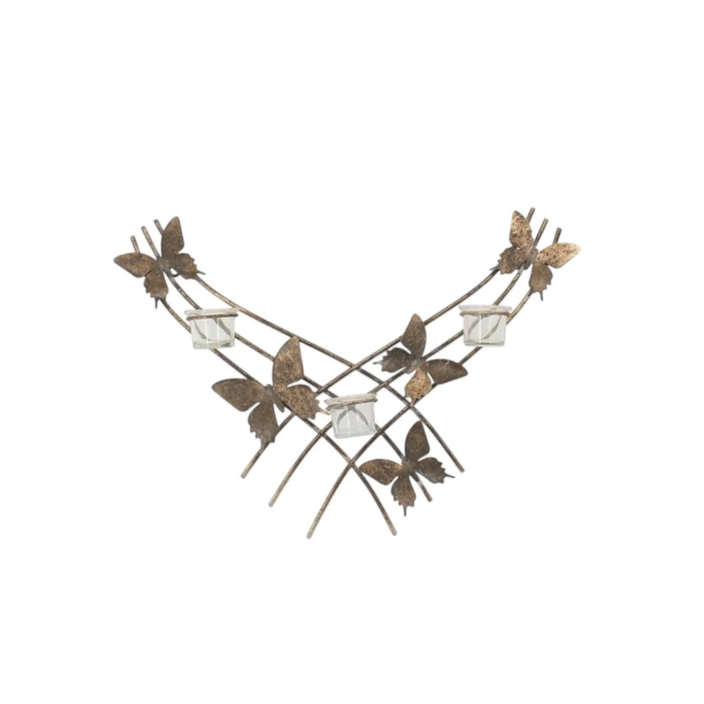 Butterfly Candle Holder Gold Wall Mounted Metal Home Art Deco Gift 55cm