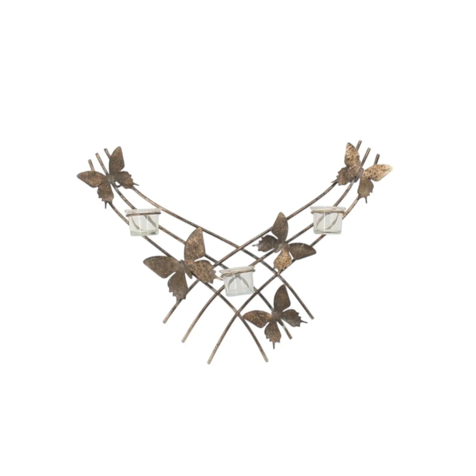 Butterfly Candle Holder Gold Wall Mounted Metal Home Art Deco Gift 55cm