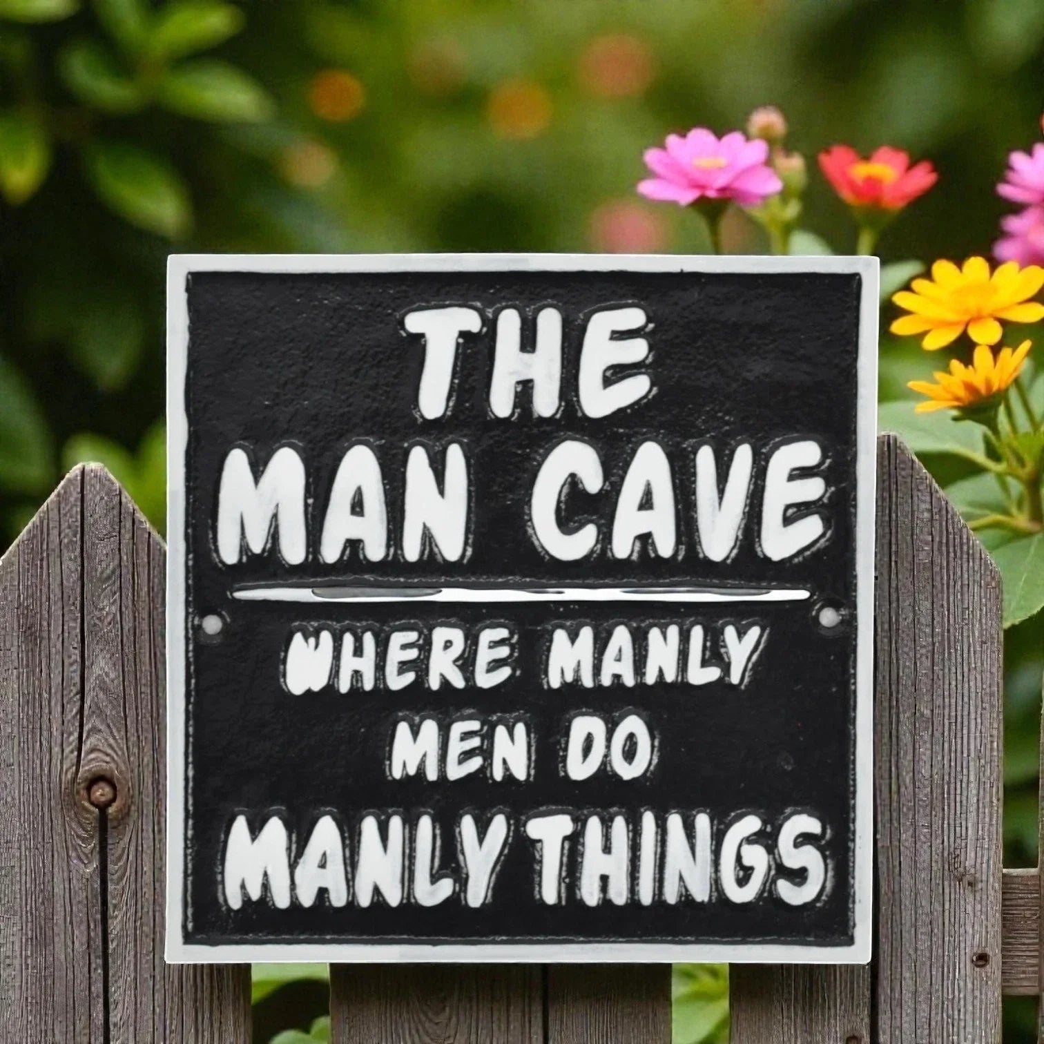 Man Cave Cast Iron Aluminium Sign Square Plaque Wall Door Gate 20cm