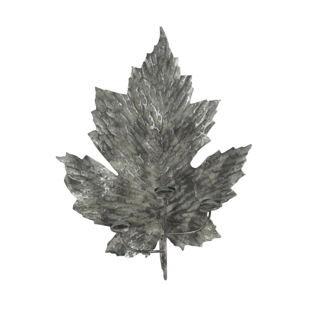 Leaf Design Candle Holder Silver Wall Mounted Metal Home Art Deco Gift 66cm