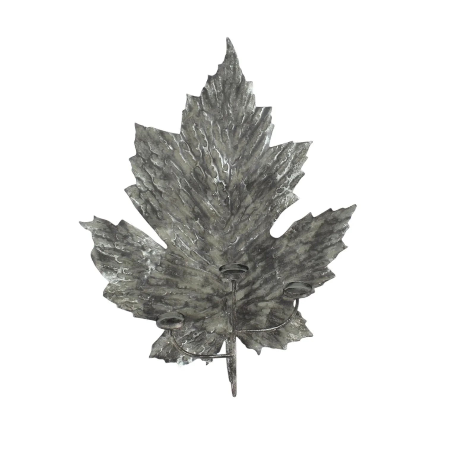 Leaf Design Candle Holder Silver Wall Mounted Metal Home Art Deco Gift 66cm