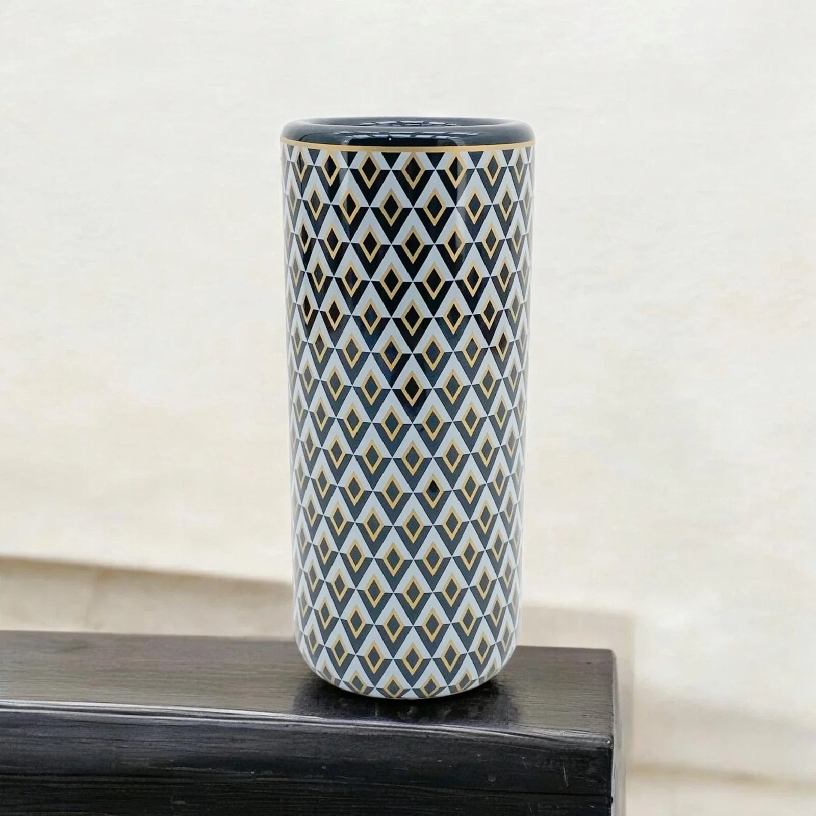 Ceramic Umbrella Stand Contemporary Print Design Round Office Home Decor Classic