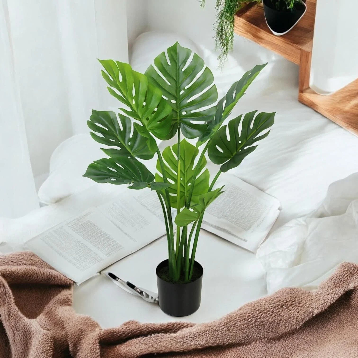 Monstera Bonsai Tree 90cm Large Artificial Fake Tropical Plant Indoor Outdoor