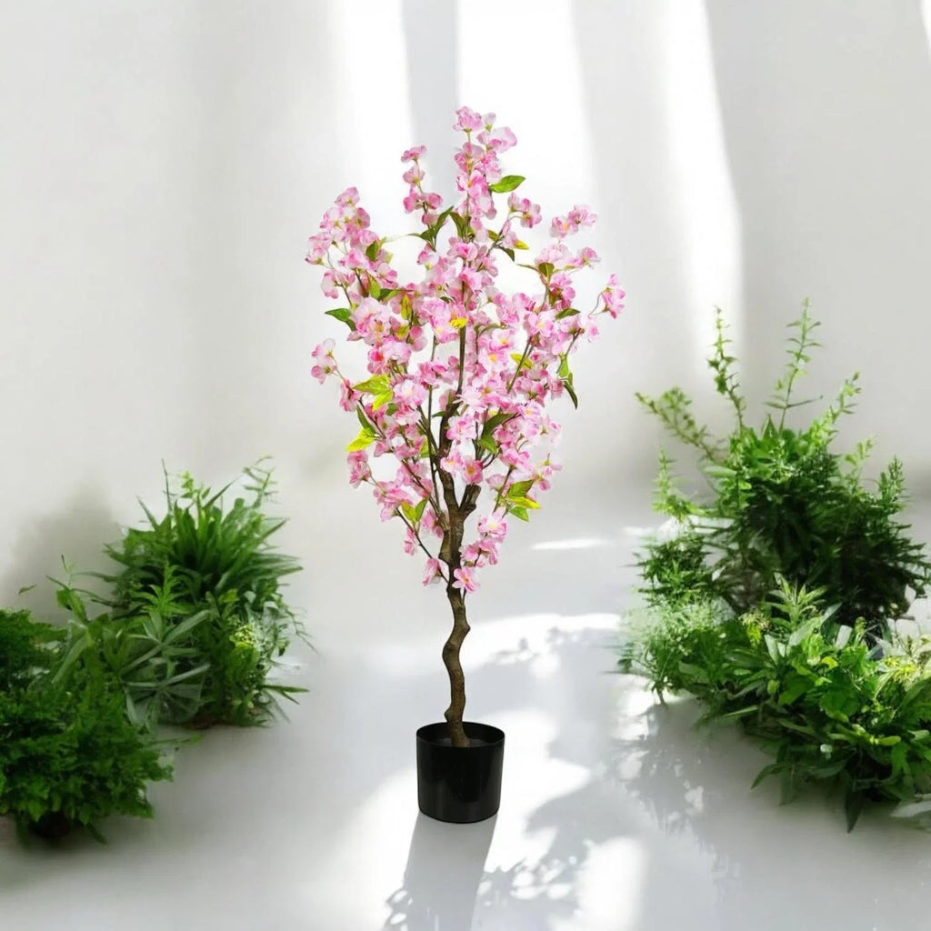 Pink Cherry Tree 120cm Large Artificial Fake Tropical Plant Pot Indoor Outdoor