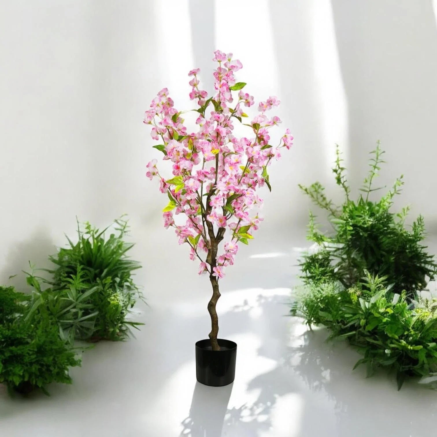 Pink Cherry Tree 120cm Large Artificial Fake Tropical Plant Pot Indoor Outdoor