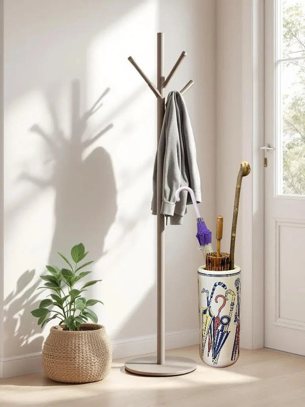 Multi Colour White Umbrella stand Ceramic Round -A Sophisticated Touch for Home