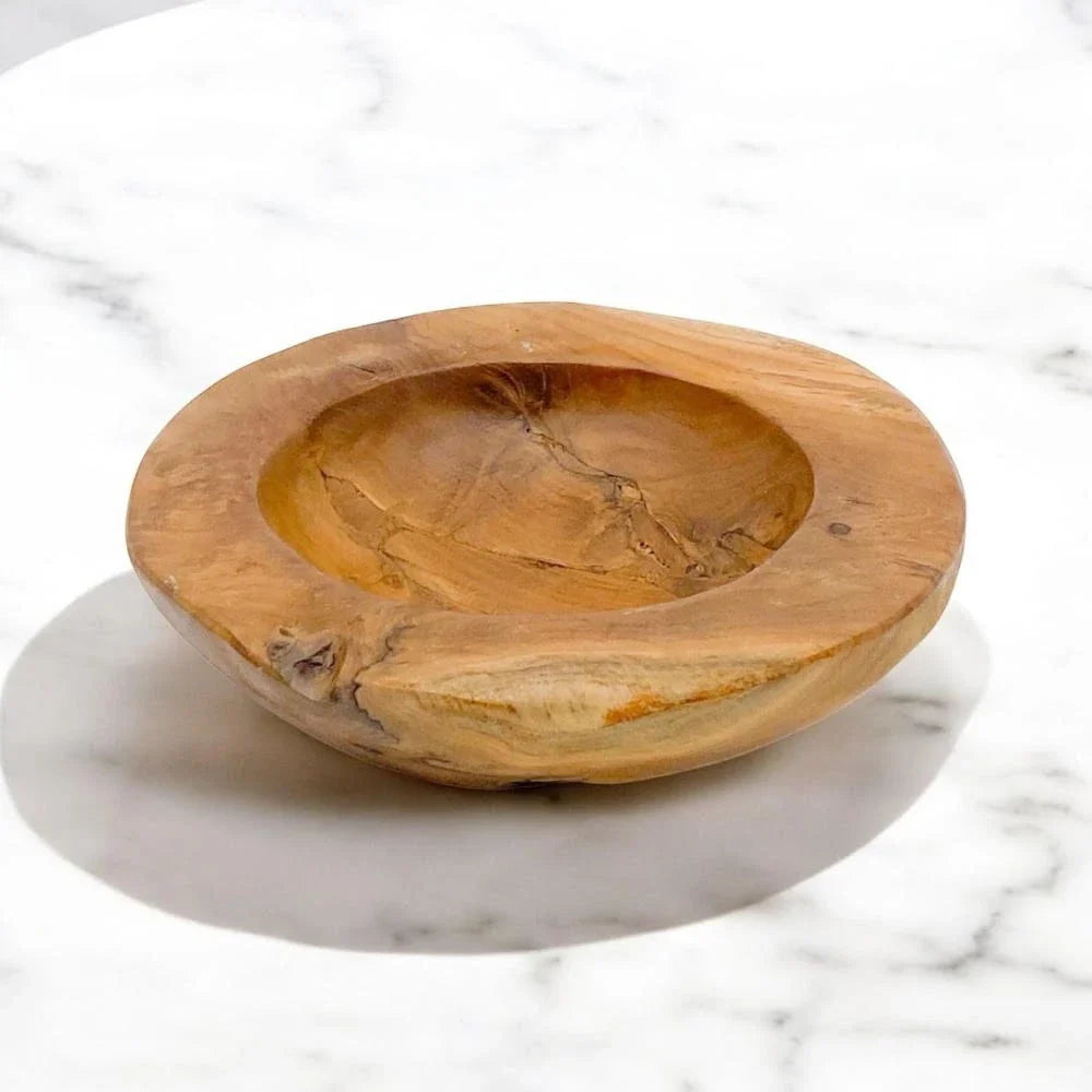 Teak Root Bowl 30cm | Handcrafted Rustic Wooden Fruit Bowl | Antique Natural Wood Home Decor | Kitchen Centrepiece Gift