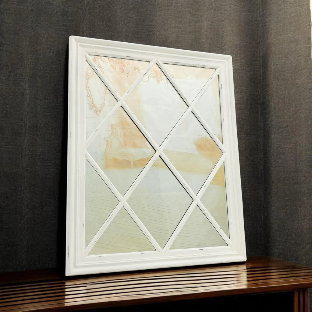 Large Mirror Square Wall Glass Classic White 100 x 80CM