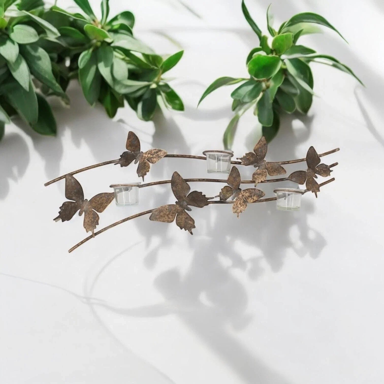 Butterfly Candle Holder Gold Wall Mounted Metal Home Art Deco Gift 67cm