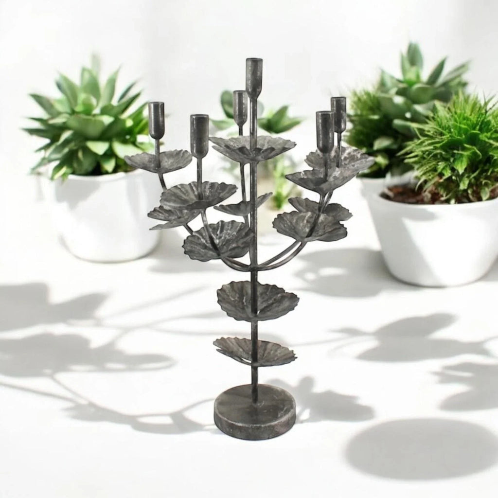 Flower Shaped Candelabra Candle Holder Silver Metal Home Art Deco Gift 57cm