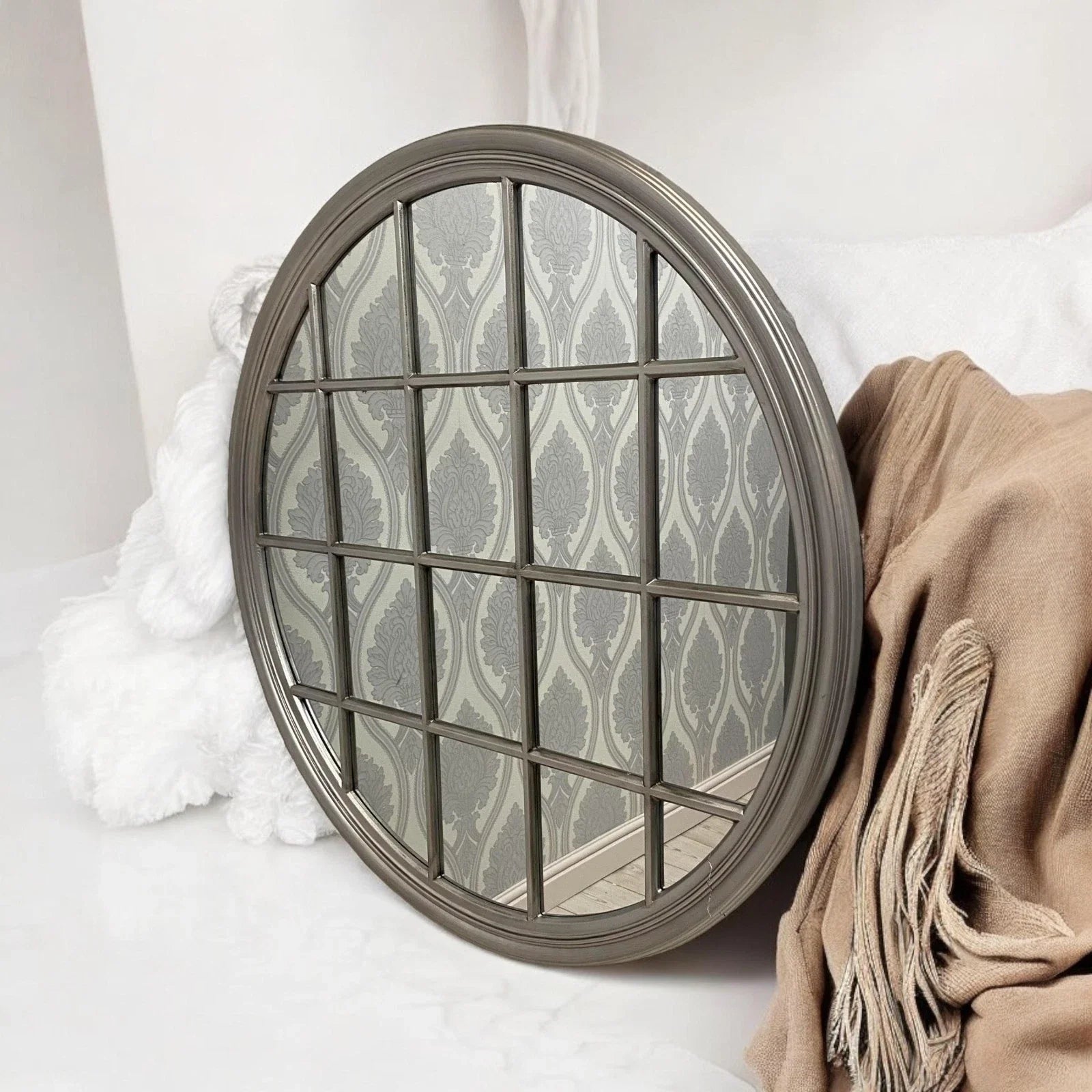 Extra Large Mirror Round Wall All Glass Bevelled Classic Round 120 x 120CM