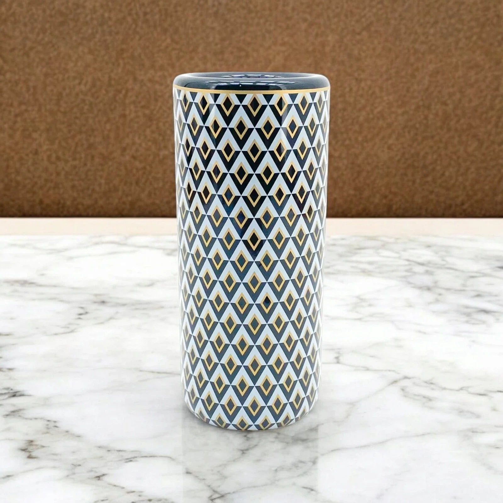 Ceramic Umbrella Stand Contemporary Print Design Round Office Home Decor Classic