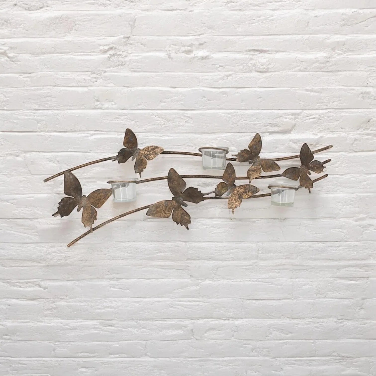 Butterfly Candle Holder Gold Wall Mounted Metal Home Art Deco Gift 67cm