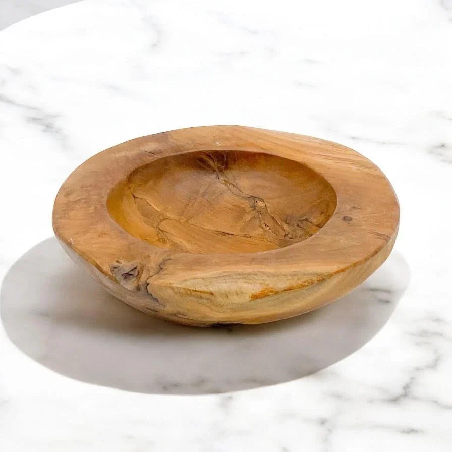 Teak Root Bowl 30cm | Handcrafted Rustic Wooden Fruit Bowl | Antique Natural Wood Home Decor | Kitchen Centrepiece Gift