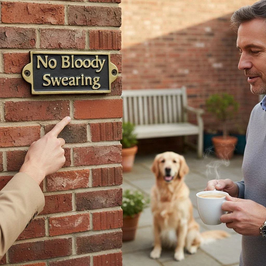 No Bloody Swearing Humor Wall Sign Door Sign 16 x 6 cm. Birthday Male Gift