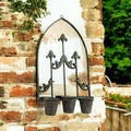 Rusty Metal Wall Mirror With Triple Planter Plant Pots Holder Vintage Style 70cm