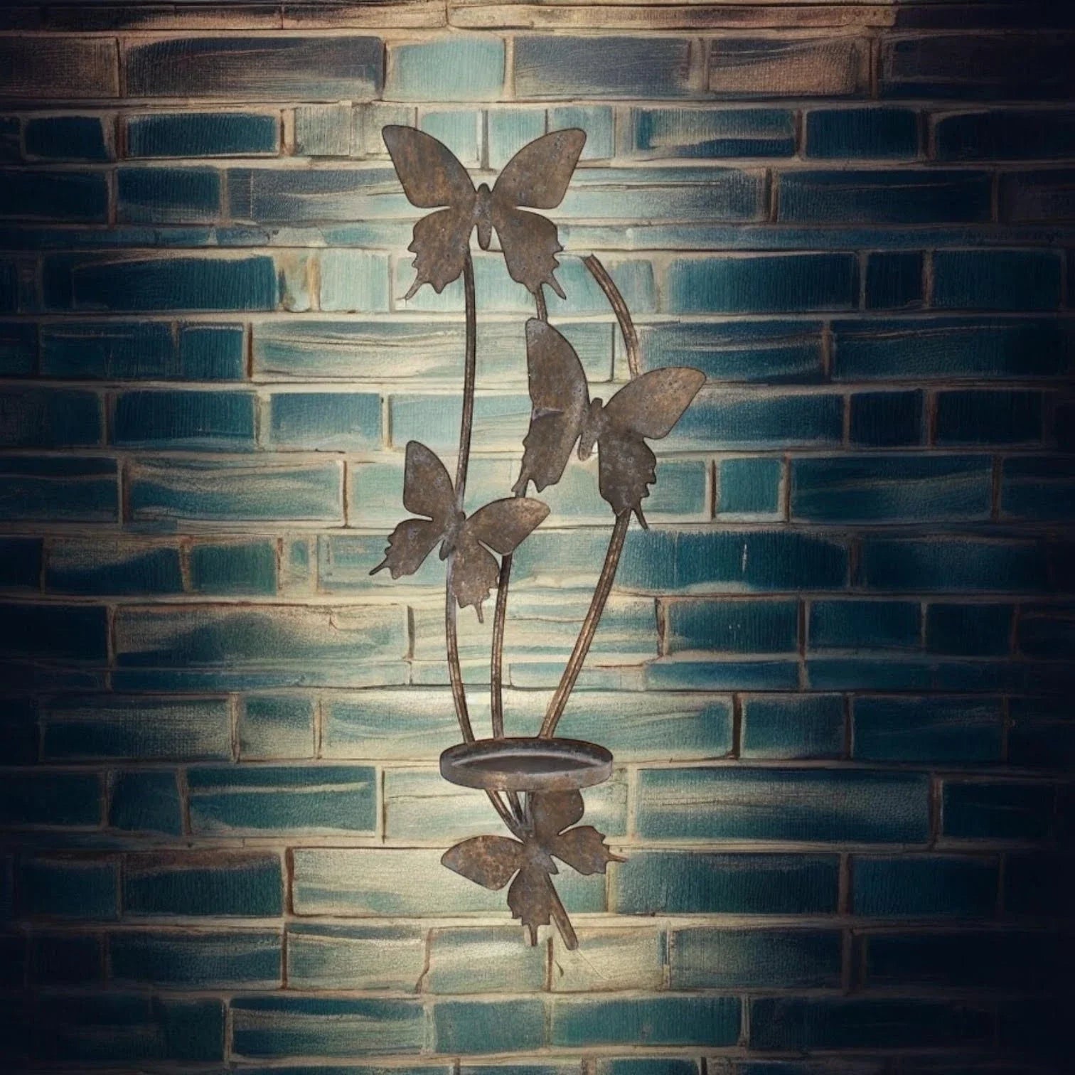 Butterfly Candle Holder Gold Wall Mounted Metal Home Art Deco Gift 45cm