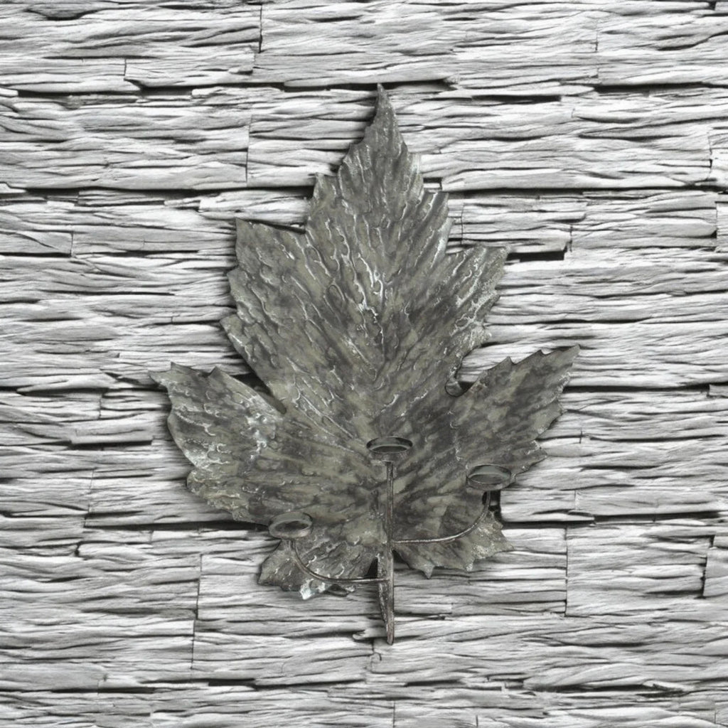 Leaf Design Candle Holder Silver Wall Mounted Metal Home Art Deco Gift 66cm