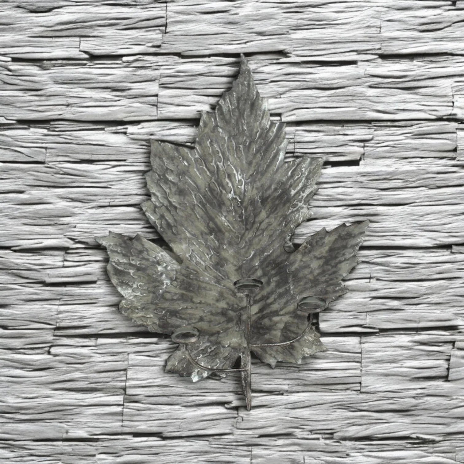 Leaf Design Candle Holder Silver Wall Mounted Metal Home Art Deco Gift 66cm