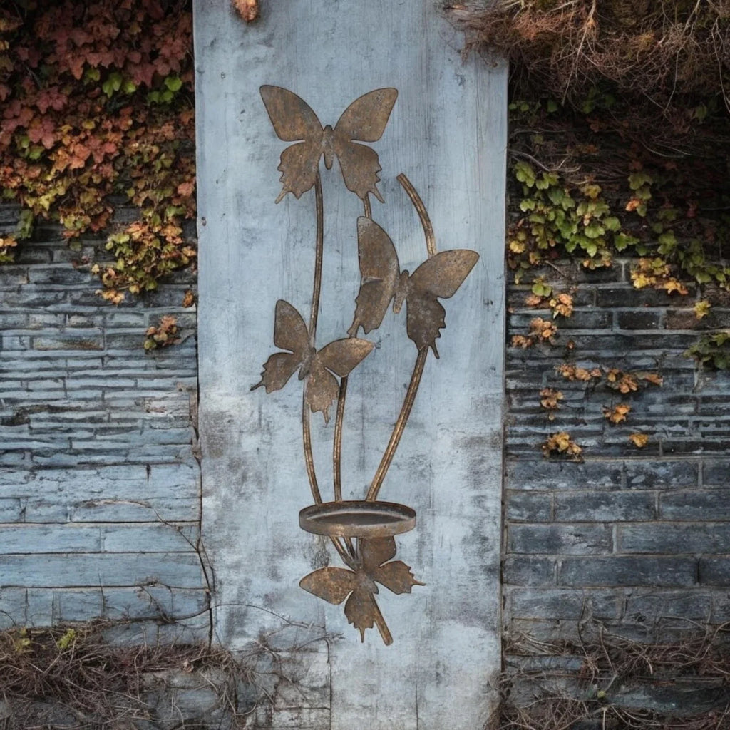 Butterfly Candle Holder Gold Wall Mounted Metal Home Art Deco Gift 45cm