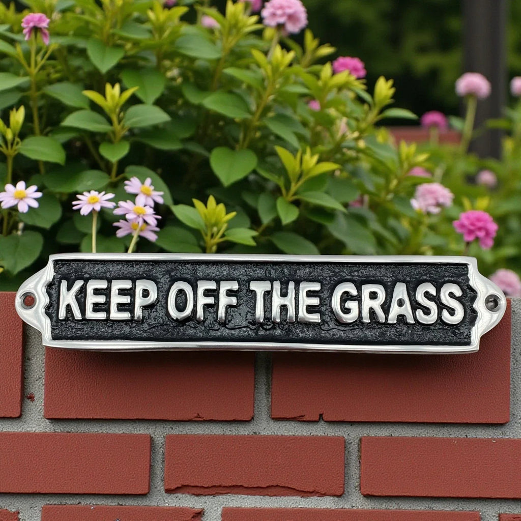 Keep Off The Grass Aluminium Door Sign – Fun Birthday Gift Humorous Wall Decor